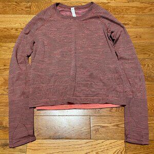 EUC Lululemon Swiftly Tech Long Sleeve Shirt 2.0 Waist Race Sz 8 Stripes